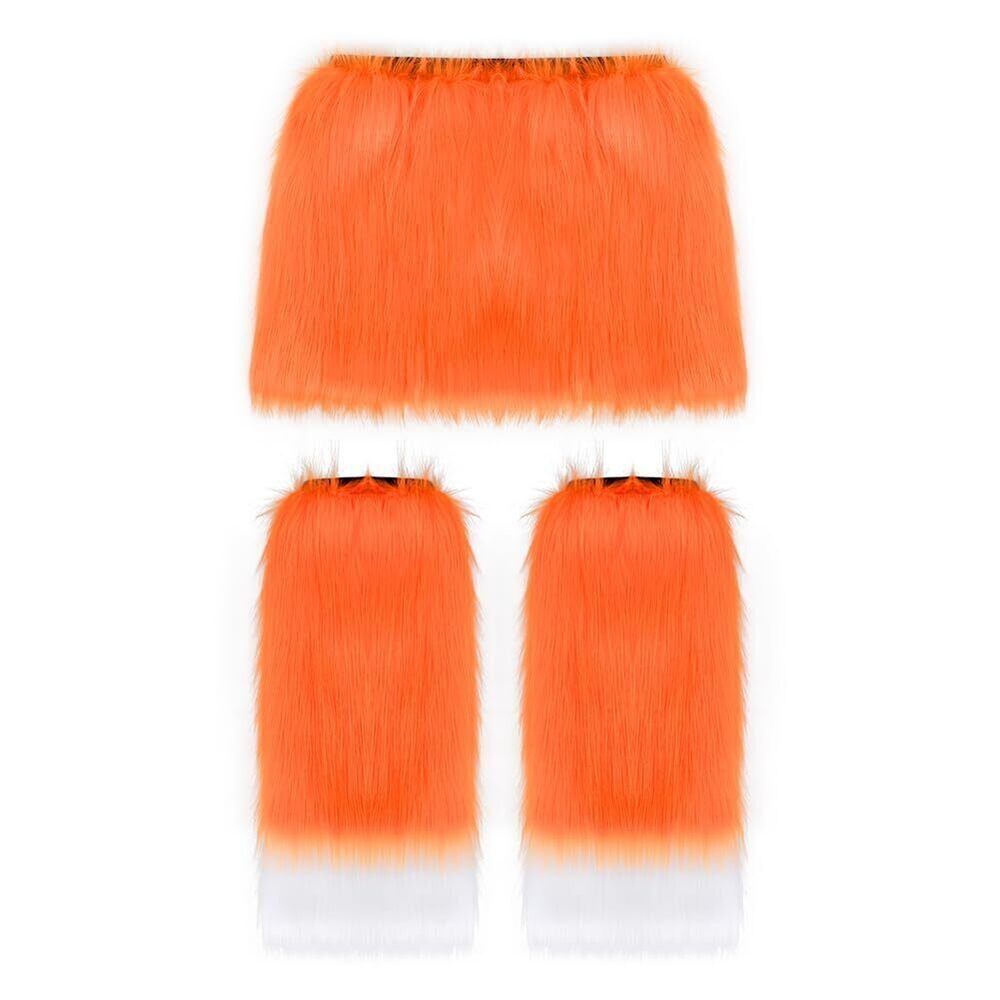 3607 Faux Fur A Line Mini Skirt Furry Leg Warmer Boot Cuff Cover